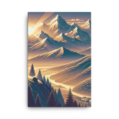 Alpen-Morgendämmerung, erste Sonnenstrahlen auf Schneegipfeln - Leinwand berge xxx yyy zzz 61 x 91.4 cm