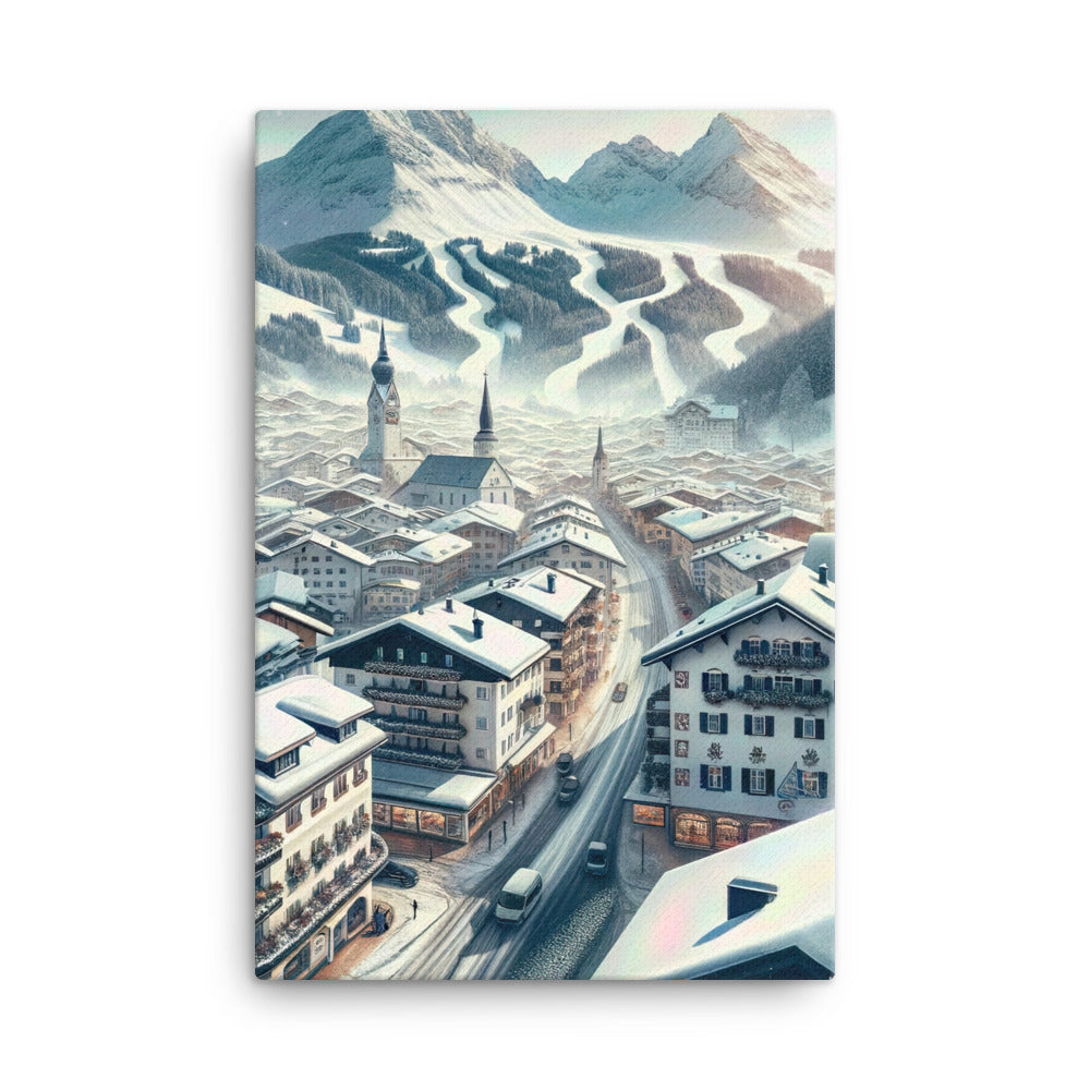 Winter in Kitzbühel: Digitale Malerei von schneebedeckten Dächern - Leinwand berge xxx yyy zzz 61 x 91.4 cm
