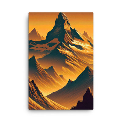 Fuchs in Alpen-Sonnenuntergang, goldene Berge und tiefe Täler - Leinwand camping xxx yyy zzz 61 x 91.4 cm