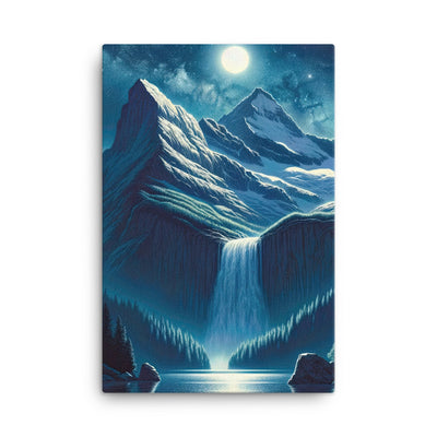 Legendäre Alpennacht, Mondlicht-Berge unter Sternenhimmel - Leinwand berge xxx yyy zzz 61 x 91.4 cm