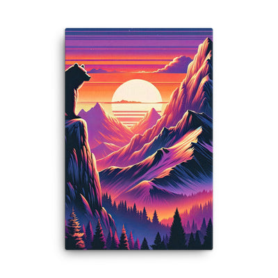 Alpen-Sonnenuntergang mit Bär auf Hügel, warmes Himmelsfarbenspiel - Leinwand camping xxx yyy zzz 61 x 91.4 cm