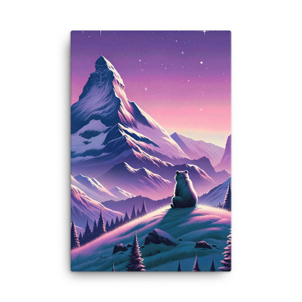 Bezaubernder Alpenabend mit Bär, lavendel-rosafarbener Himmel (AN) - Leinwand xxx yyy zzz 61 x 91.4 cm