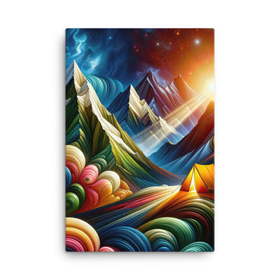 Abstrakte Bergwelt in lebendigen Farben mit Zelt - Leinwand camping xxx yyy zzz 61 x 91.4 cm