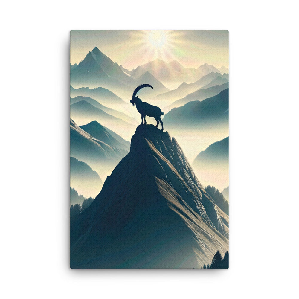 Morgendlicher Steinbock auf Alpengipfel, steile Berghänge - Leinwand berge xxx yyy zzz 61 x 91.4 cm