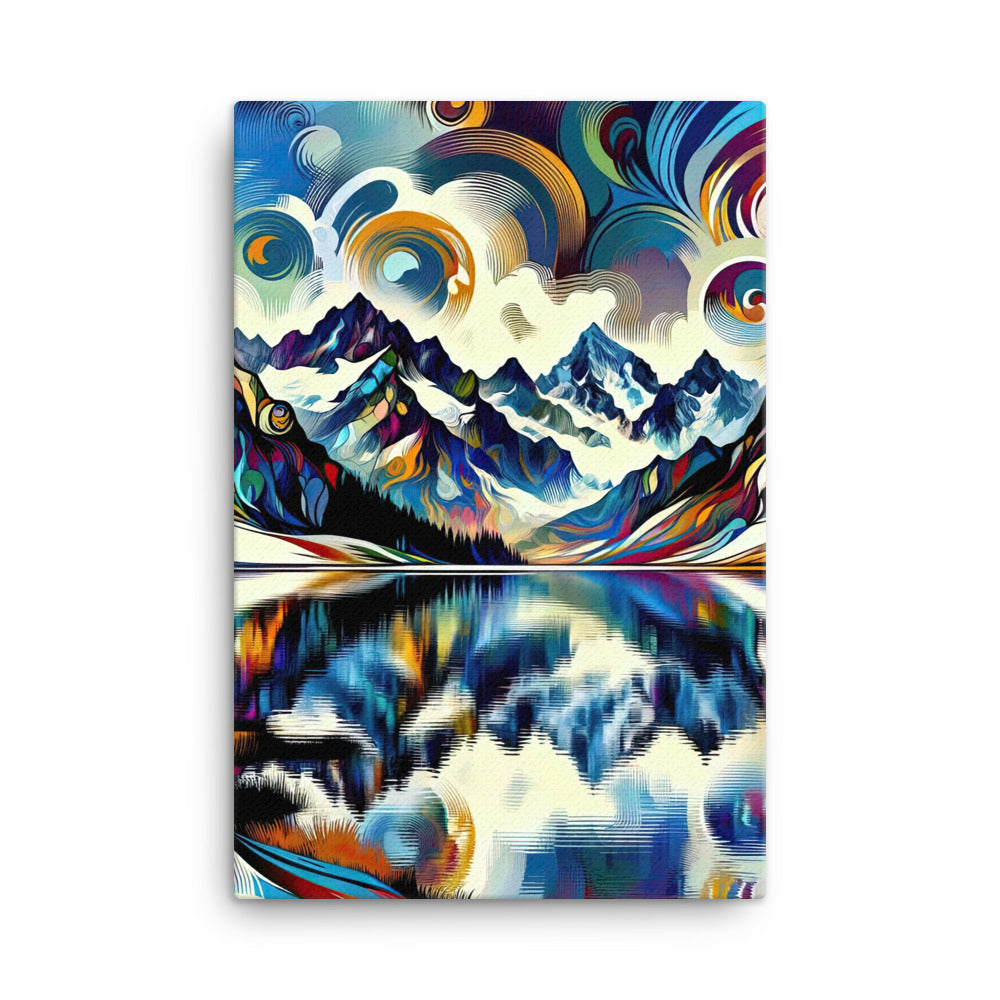 Alpensee im Zentrum eines abstrakt-expressionistischen Alpen-Kunstwerks - Leinwand berge xxx yyy zzz 61 x 91.4 cm