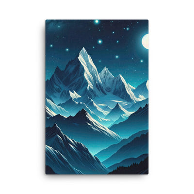Sternenklare Nacht über den Alpen, Vollmondschein auf Schneegipfeln - Leinwand berge xxx yyy zzz 61 x 91.4 cm