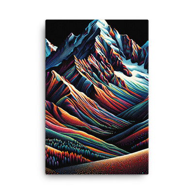 Pointillistische Darstellung der Alpen, Farbpunkte formen die Landschaft - Leinwand berge xxx yyy zzz 61 x 91.4 cm