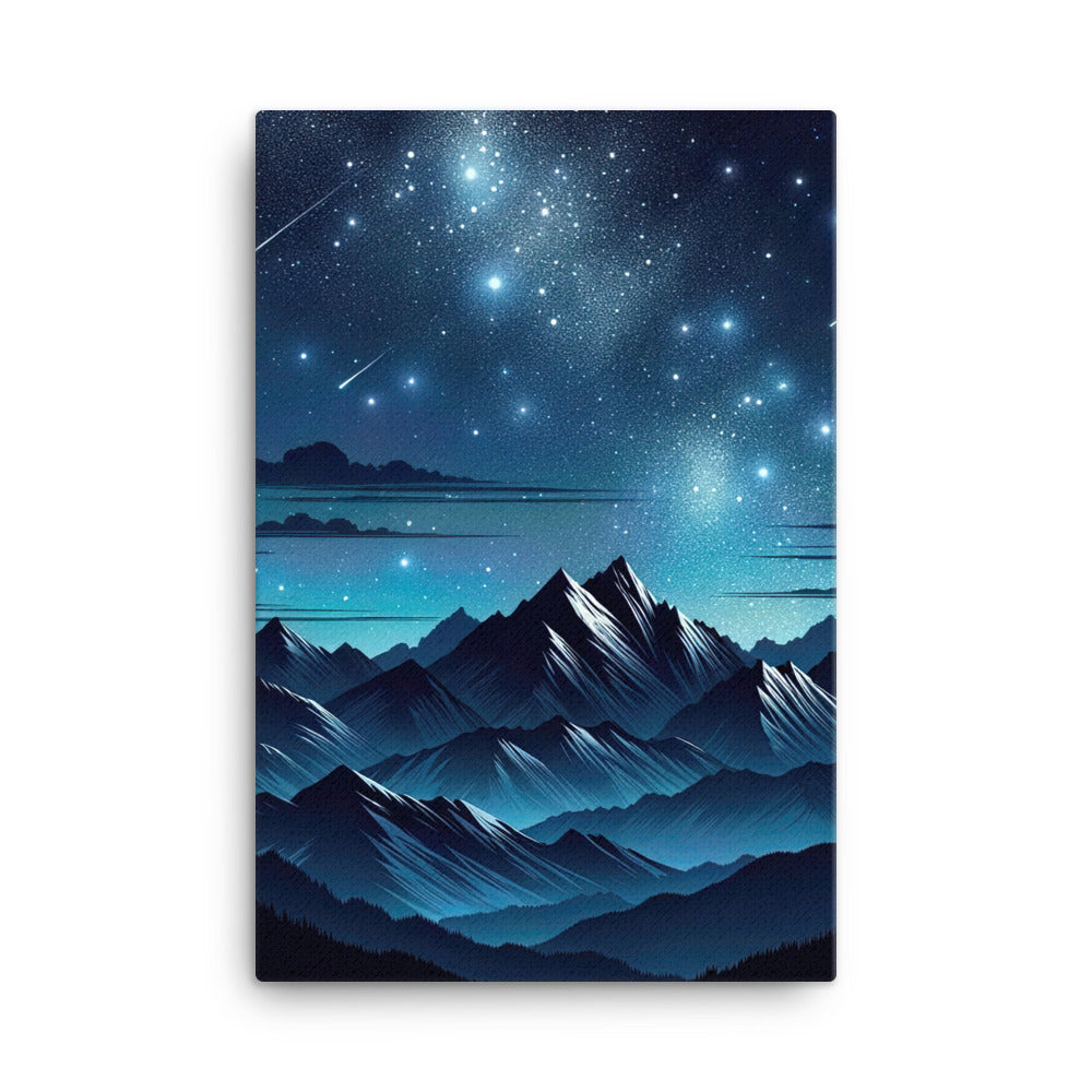 Alpen unter Sternenhimmel mit glitzernden Sternen und Meteoren - Leinwand berge xxx yyy zzz 61 x 91.4 cm