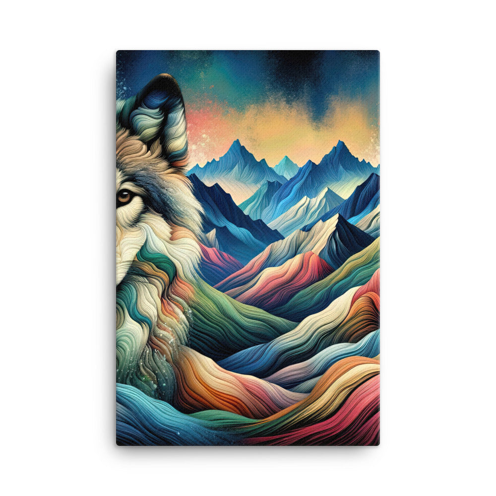 Traumhaftes Alpenpanorama mit Wolf in wechselnden Farben und Mustern (AN) - Leinwand xxx yyy zzz 61 x 91.4 cm