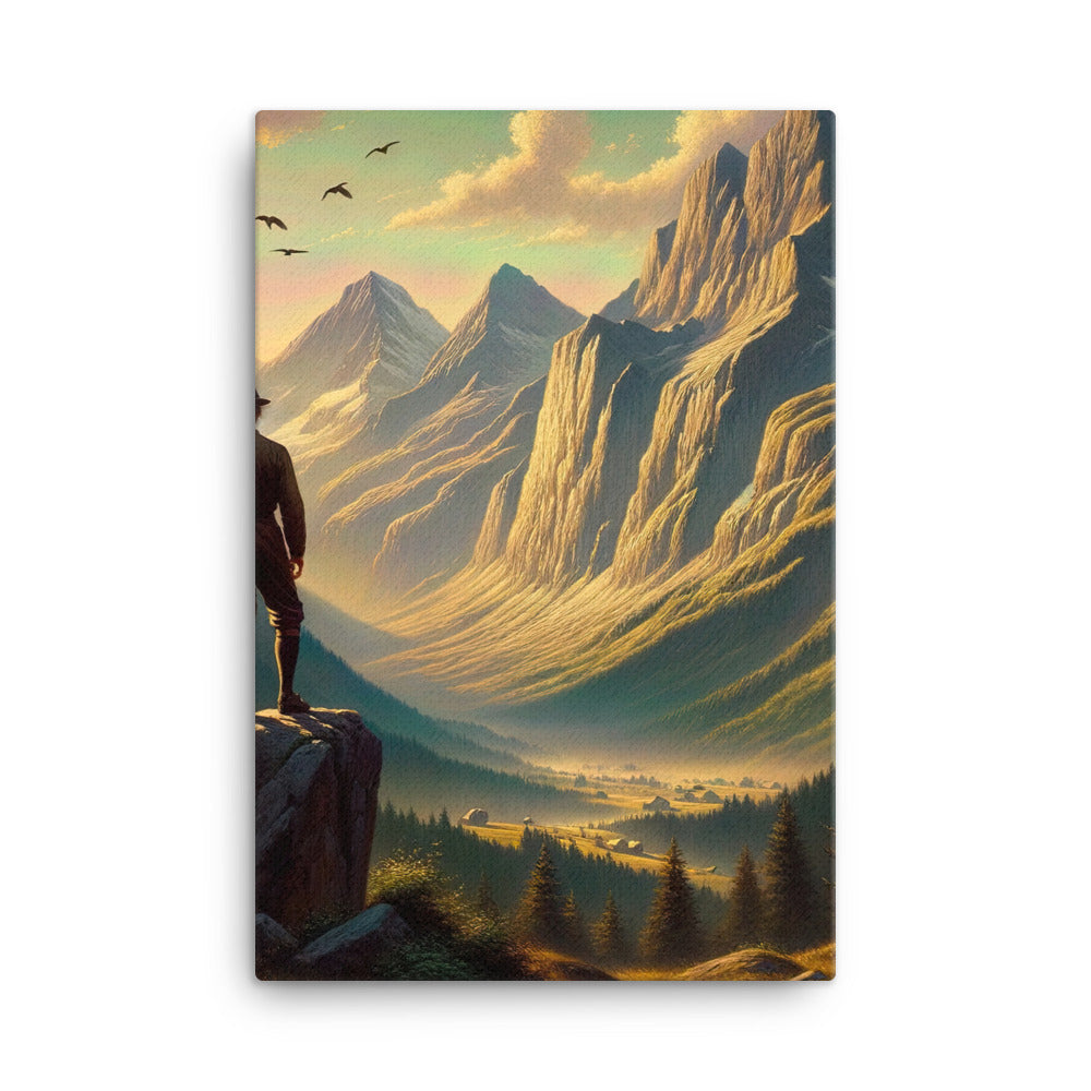 Ölgemälde eines Schweizer Wanderers in den Alpen bei goldenem Sonnenlicht - Leinwand wandern xxx yyy zzz 61 x 91.4 cm