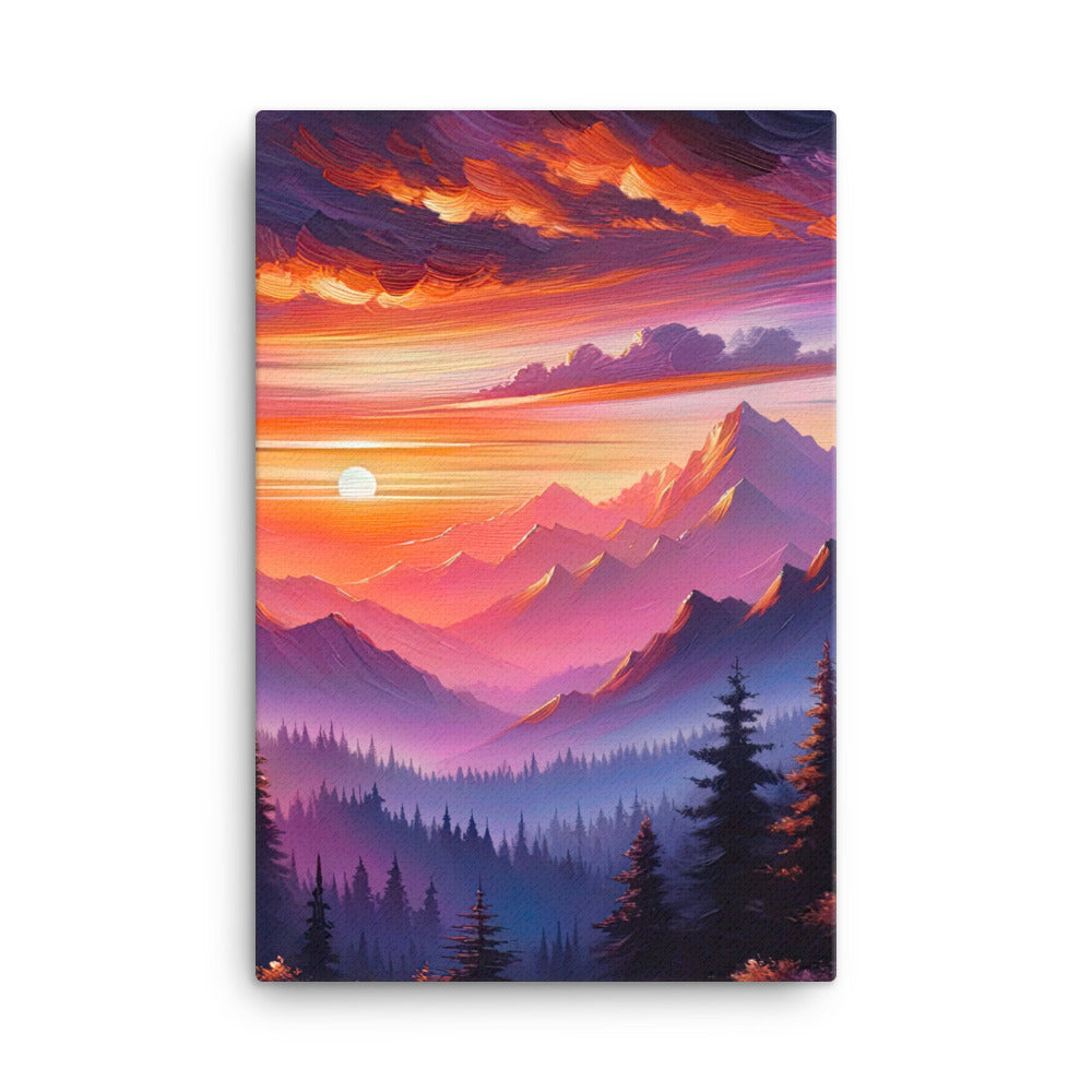 Ölgemälde der Alpenlandschaft im ätherischen Sonnenuntergang, himmlische Farbtöne - Leinwand berge xxx yyy zzz 61 x 91.4 cm