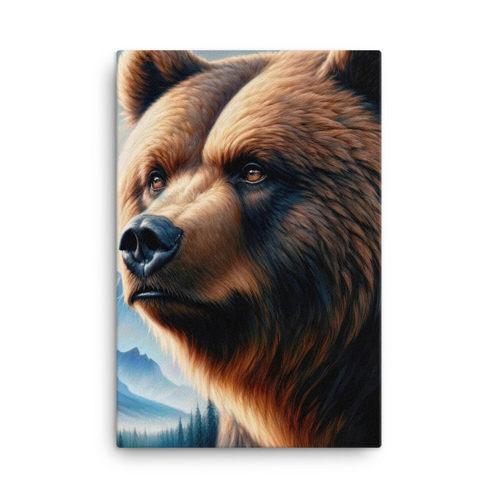 Ölgemälde, das das Gesicht eines starken realistischen Bären einfängt. Porträt - Leinwand camping xxx yyy zzz 61 x 91.4 cm