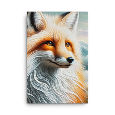 Ölgemälde eines anmutigen, intelligent blickenden Fuchses in Orange-Weiß - Leinwand camping xxx yyy zzz 61 x 91.4 cm