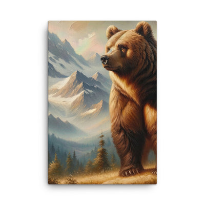 Ölgemälde eines königlichen Bären vor der majestätischen Alpenkulisse - Leinwand camping xxx yyy zzz 61 x 91.4 cm
