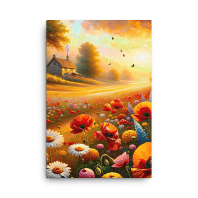 Ölgemälde eines Blumenfeldes im Sonnenuntergang, leuchtende Farbpalette - Leinwand camping xxx yyy zzz 61 x 91.4 cm