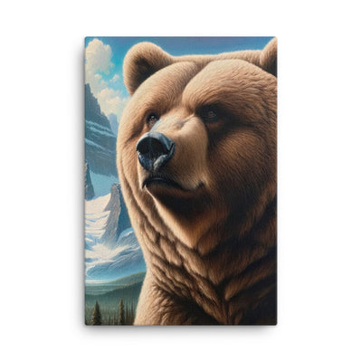 Realistisches Ölgemälde eines männlichen Bären in den Bergen mit Fokus auf Stärke und Schärfe - Leinwand camping xxx yyy zzz 61 x 91.4 cm
