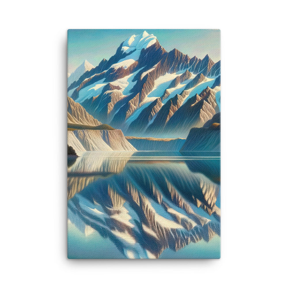 Ölgemälde eines unberührten Sees, der die Bergkette spiegelt - Leinwand berge xxx yyy zzz 61 x 91.4 cm