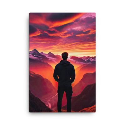 Foto der Schweizer Alpen im Sonnenuntergang, Himmel in surreal glänzenden Farbtönen - Leinwand wandern xxx yyy zzz 61 x 91.4 cm