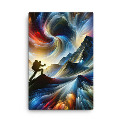 Foto der Alpen in abstrakten Farben mit Bergsteigersilhouette - Leinwand wandern xxx yyy zzz 61 x 91.4 cm