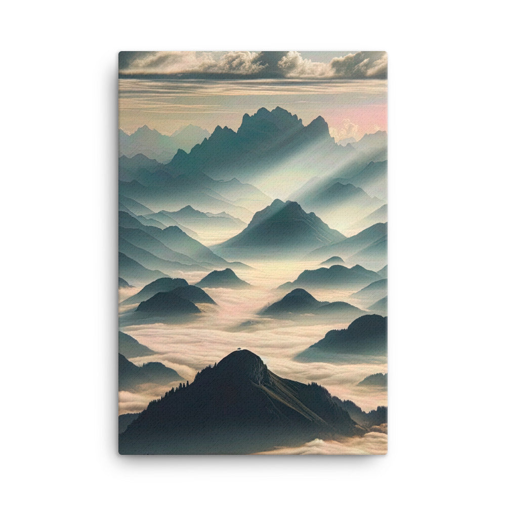 Foto der Alpen im Morgennebel, majestätische Gipfel ragen aus dem Nebel - Leinwand berge xxx yyy zzz 61 x 91.4 cm