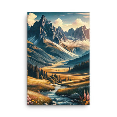 Quadratisches Kunstwerk der Alpen, majestätische Berge unter goldener Sonne - Leinwand berge xxx yyy zzz 61 x 91.4 cm