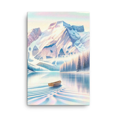 Aquarell eines klaren Alpenmorgens, Boot auf Bergsee in Pastelltönen - Leinwand berge xxx yyy zzz 61 x 91.4 cm