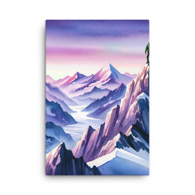 Aquarell eines Bergsteigers auf einem Alpengipfel in der Abenddämmerung - Leinwand wandern xxx yyy zzz 61 x 91.4 cm