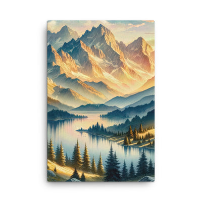 Aquarell der Alpenpracht bei Sonnenuntergang, Berge im goldenen Licht - Leinwand berge xxx yyy zzz 61 x 91.4 cm