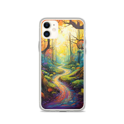 Wald und Wanderweg - Bunte, farbenfrohe Malerei - iPhone Schutzhülle (durchsichtig) camping xxx iPhone 11