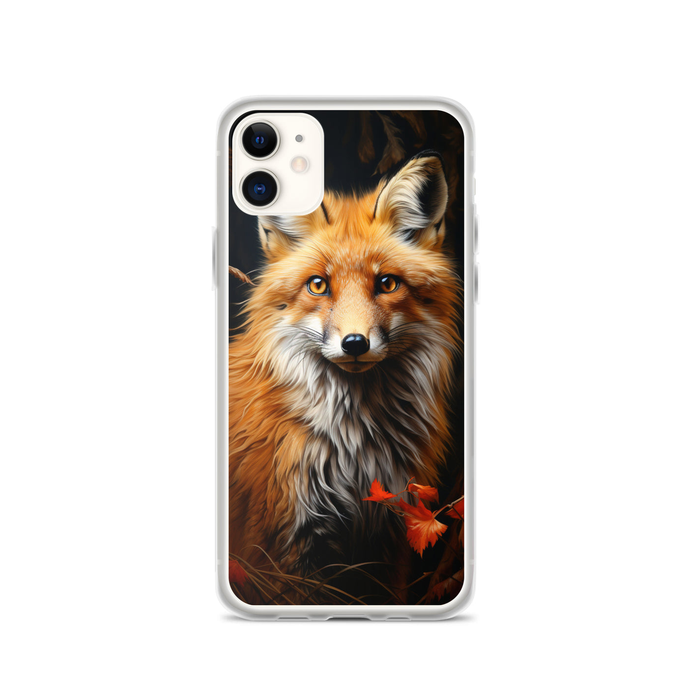 Fuchs Porträt und Herbstblätter - Malerei - iPhone Schutzhülle (durchsichtig) camping xxx iPhone 11