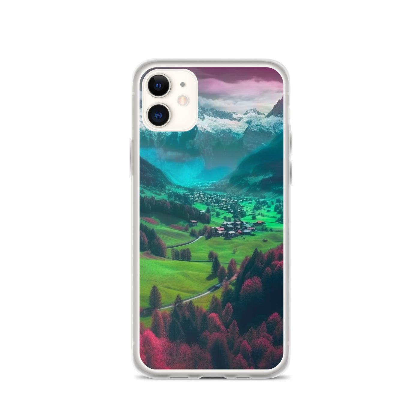 Berglandschaft und Dorf - Fotorealistische Malerei - iPhone Schutzhülle (durchsichtig) berge xxx iPhone 11