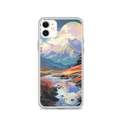 Berge. Fluss und Blumen - Malerei - iPhone Schutzhülle (durchsichtig) berge xxx iPhone 11