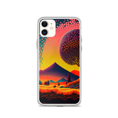 Berge und warme Farben - Punktkunst - iPhone Schutzhülle (durchsichtig) berge xxx iPhone 11