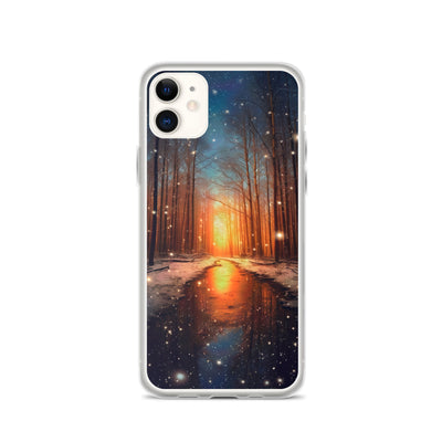 Bäume im Winter, Schnee, Sonnenaufgang und Fluss - iPhone Schutzhülle (durchsichtig) camping xxx iPhone 11