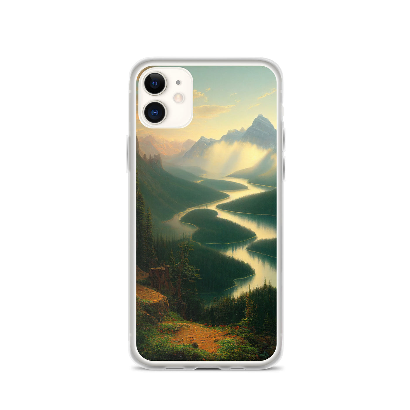 Landschaft mit Bergen, See und viel grüne Natur - Malerei - iPhone Schutzhülle (durchsichtig) berge xxx iPhone 11