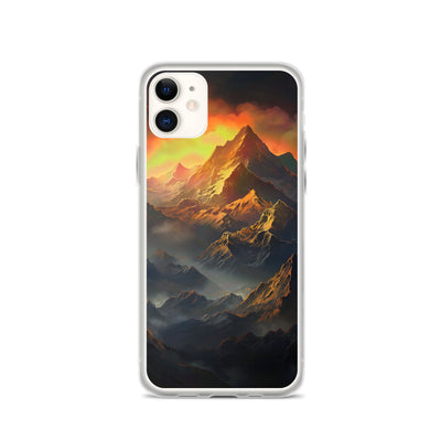 Wunderschöne Himalaya Gebirge im Nebel und Sonnenuntergang - Malerei - iPhone Schutzhülle (durchsichtig) berge xxx iPhone 11