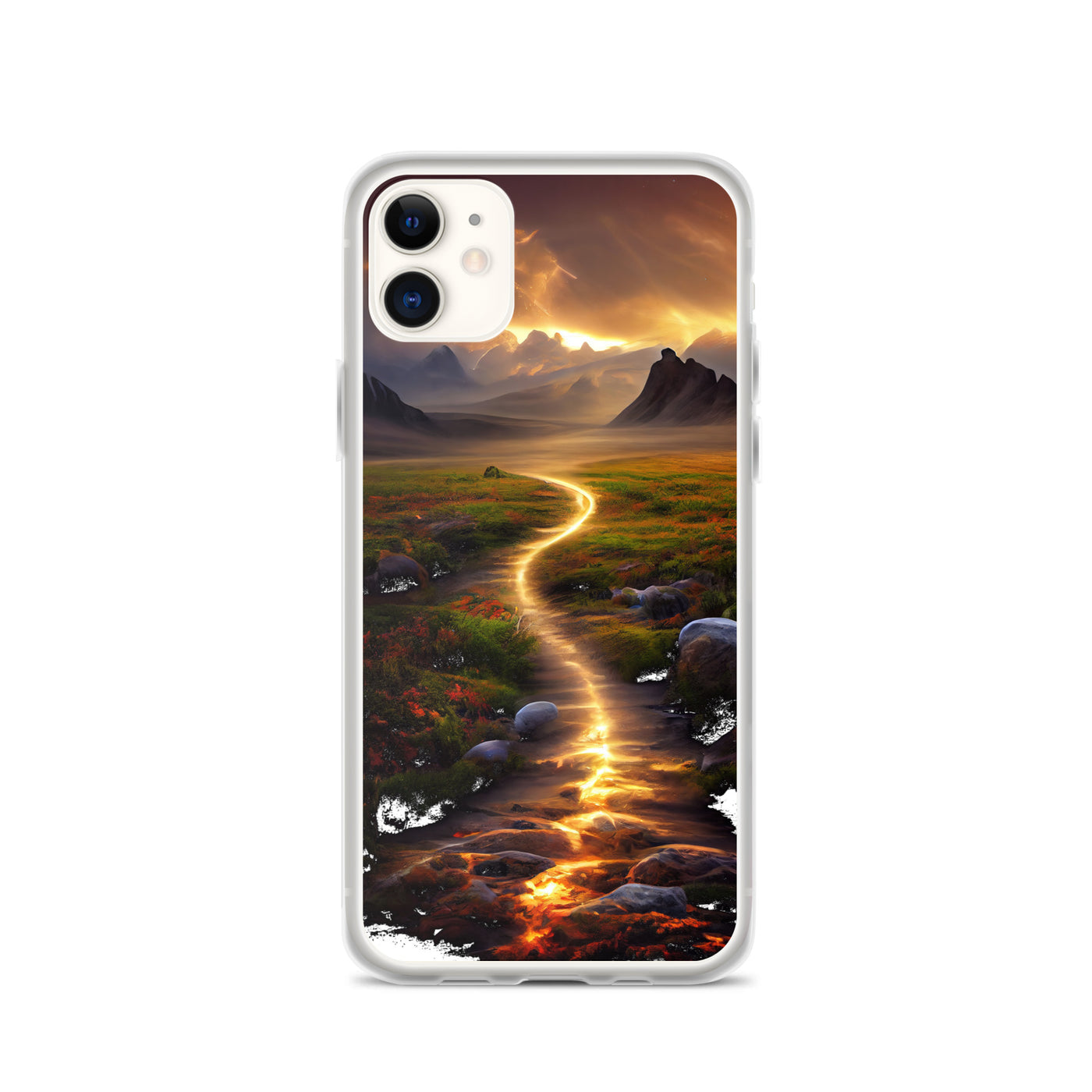 Landschaft mit wilder Atmosphäre - Malerei - iPhone Schutzhülle (durchsichtig) berge xxx iPhone 11