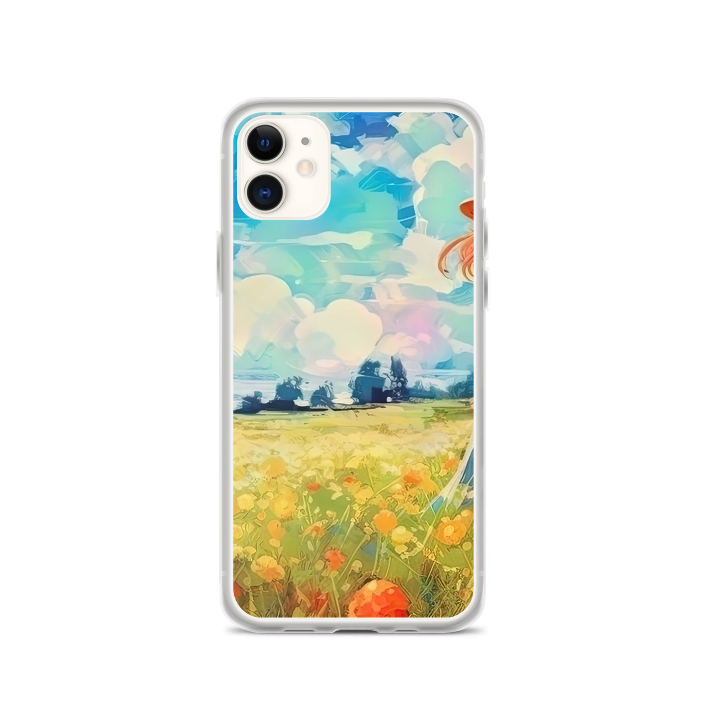 Dame mit Hut im Feld mit Blumen - Landschaftsmalerei - iPhone Schutzhülle (durchsichtig) camping xxx iPhone 11