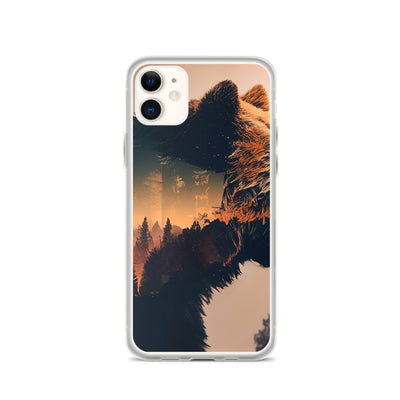 Bär und Bäume Illustration - iPhone Schutzhülle (durchsichtig) camping xxx iPhone 11