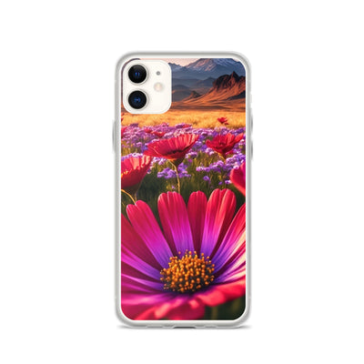 Wünderschöne Blumen und Berge im Hintergrund - iPhone Schutzhülle (durchsichtig) berge xxx iPhone 11
