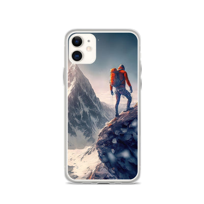 Bergsteiger auf Berg - Epische Malerei - iPhone Schutzhülle (durchsichtig) klettern xxx iPhone 11