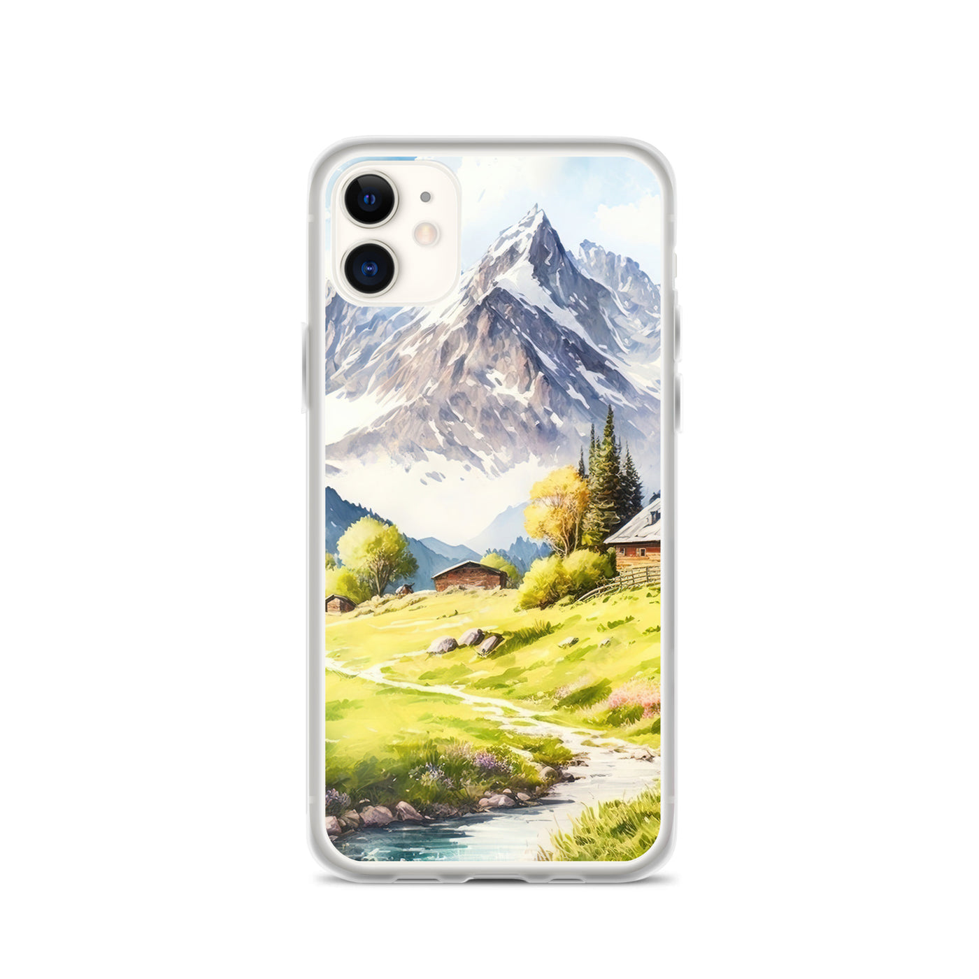 Epische Berge und Berghütte - Landschaftsmalerei - iPhone Schutzhülle (durchsichtig) berge xxx iPhone 11
