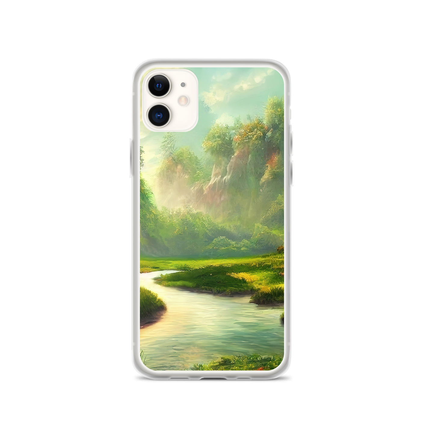 Bach im tropischen Wald - Landschaftsmalerei - iPhone Schutzhülle (durchsichtig) camping xxx iPhone 11