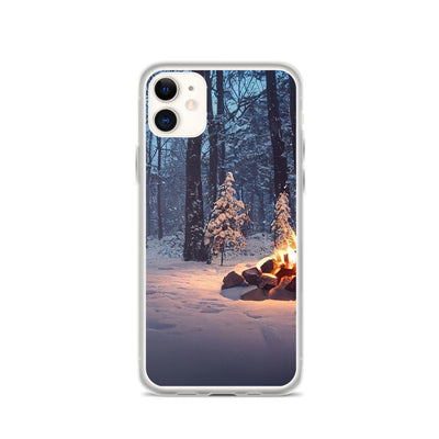Lagerfeuer im Winter - Camping Foto - iPhone Schutzhülle (durchsichtig) camping xxx iPhone 11