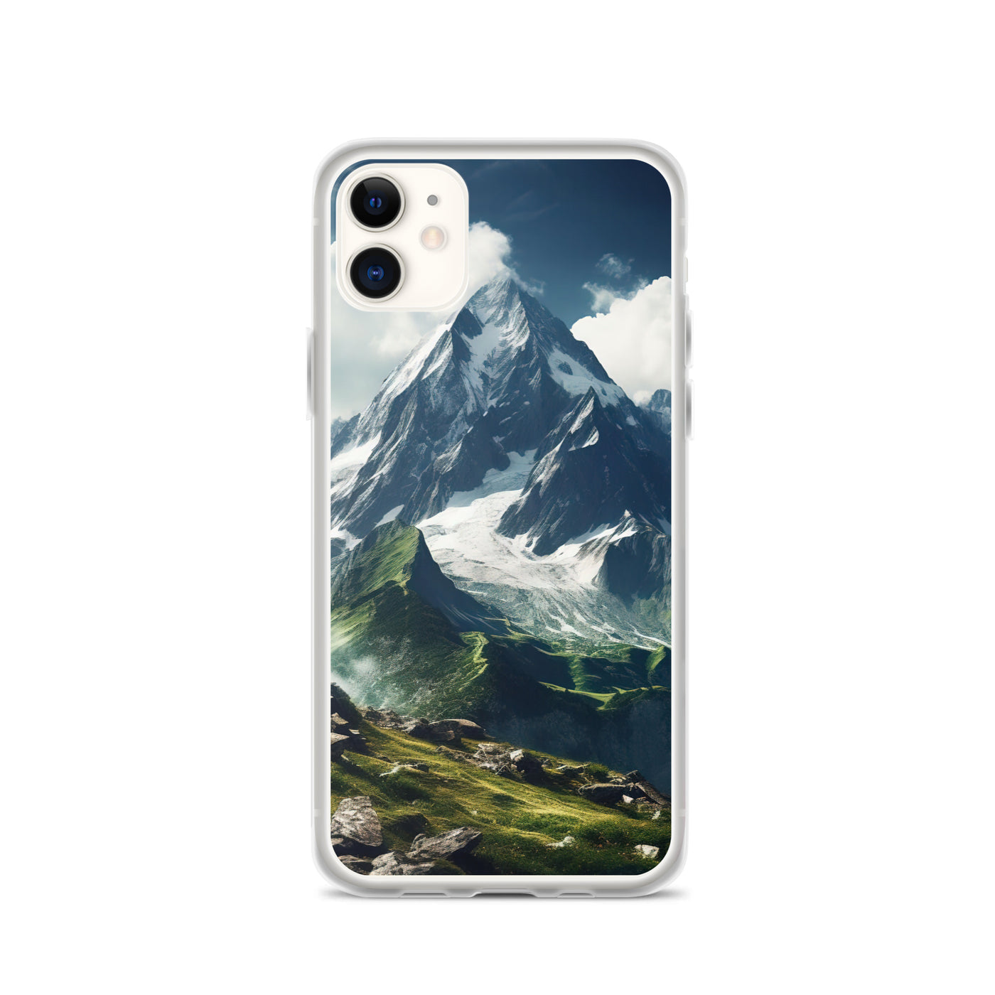 Gigantischer Berg - Landschaftsmalerei - iPhone Schutzhülle (durchsichtig) berge xxx iPhone 11