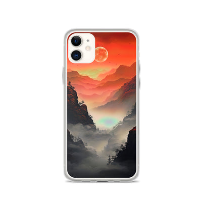 Gebirge, rote Farben und Nebel - Episches Kunstwerk - iPhone Schutzhülle (durchsichtig) berge xxx iPhone 11