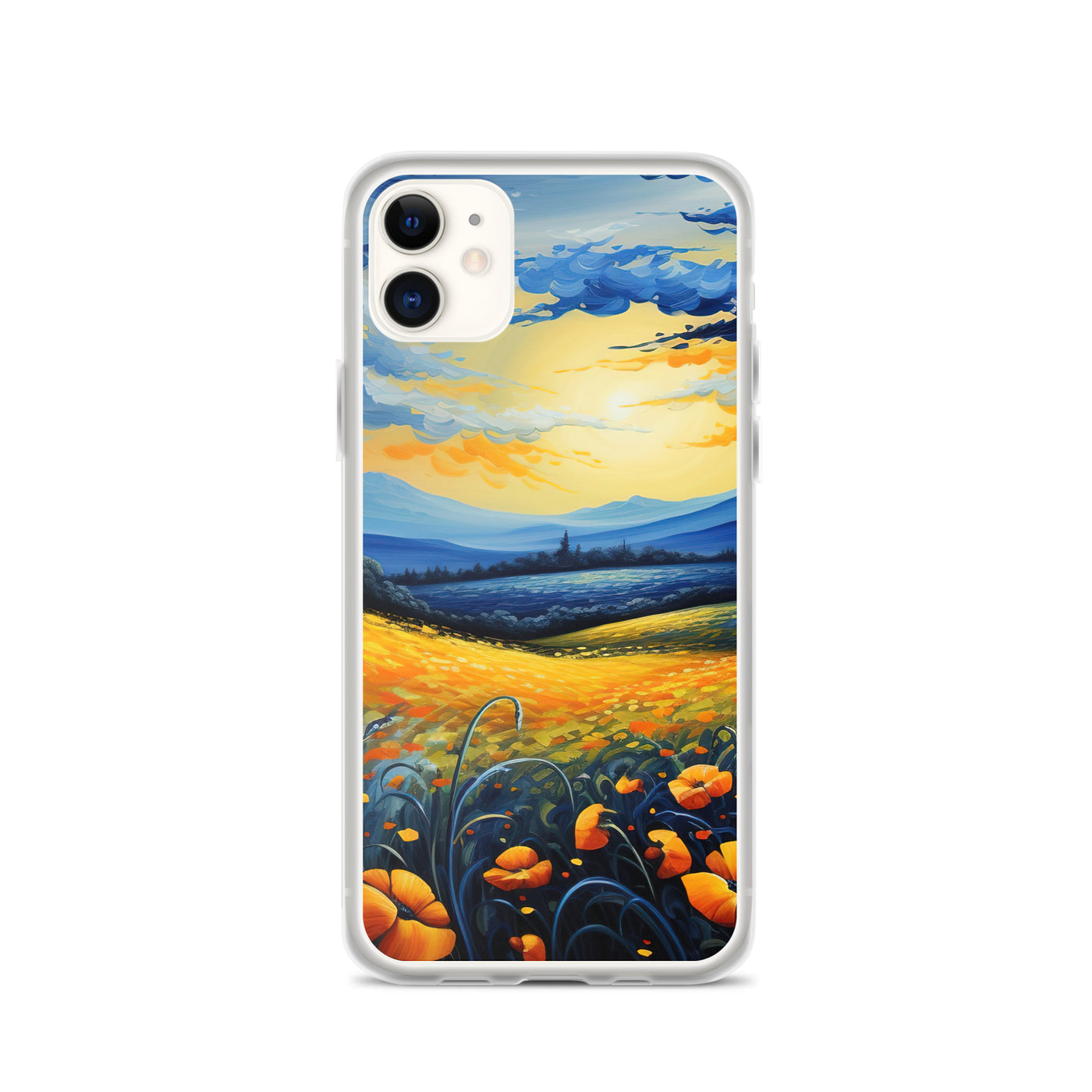 Berglandschaft mit schönen gelben Blumen - Landschaftsmalerei - iPhone Schutzhülle (durchsichtig) berge xxx iPhone 11