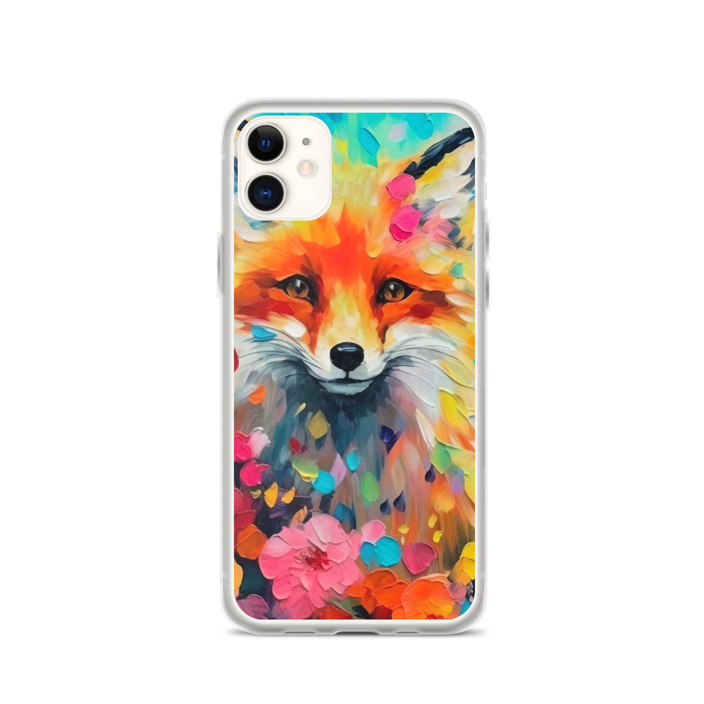 Schöner Fuchs im Blumenfeld - Farbige Malerei - iPhone Schutzhülle (durchsichtig) camping xxx iPhone 11