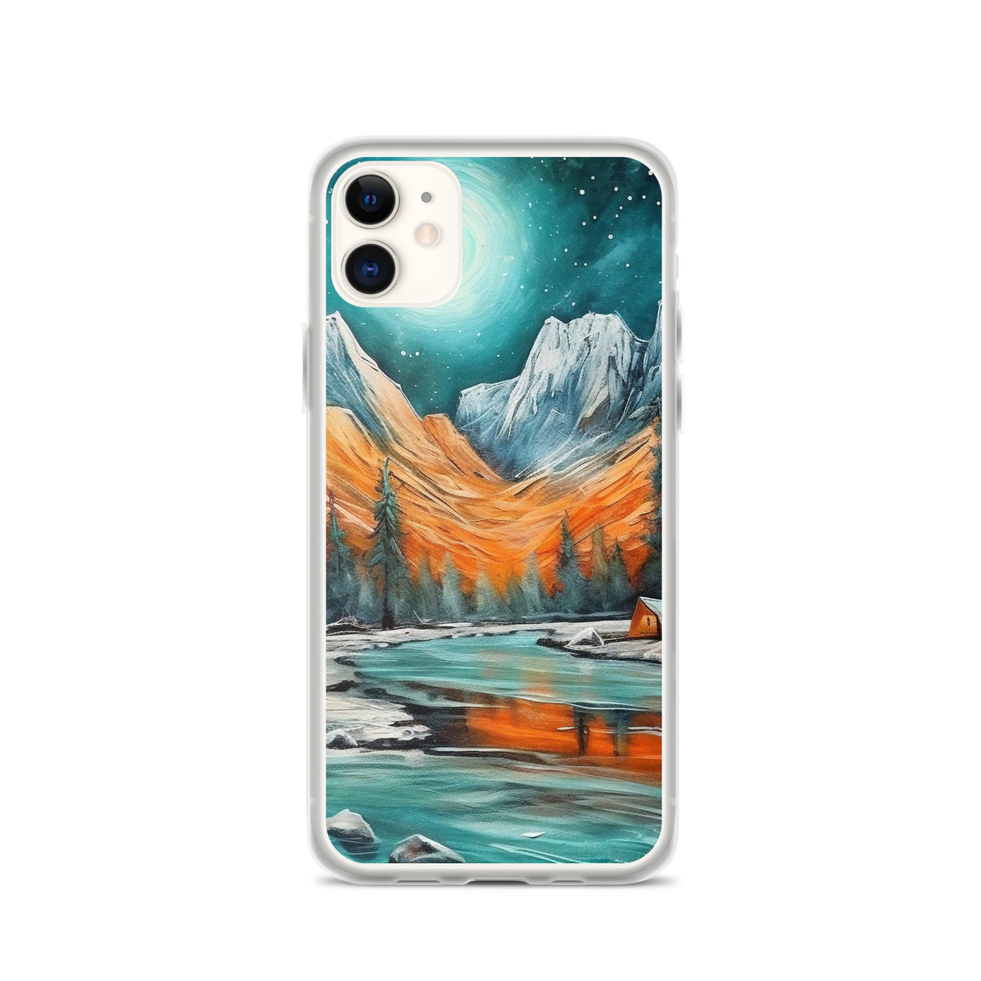 Berglandschaft und Zelte - Nachtstimmung - Landschaftsmalerei - iPhone Schutzhülle (durchsichtig) camping xxx iPhone 11