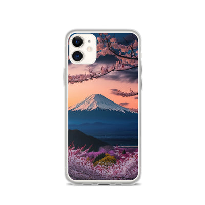 Berg - Pinke Bäume und Blumen - iPhone Schutzhülle (durchsichtig) berge xxx iPhone 11